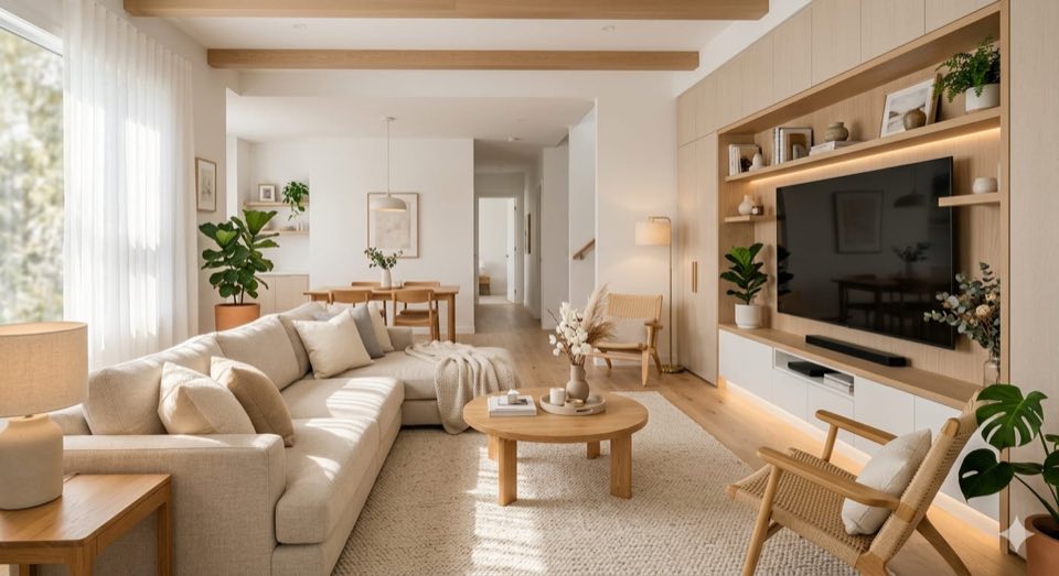 Virtually staged listing photo in Scandinavian style